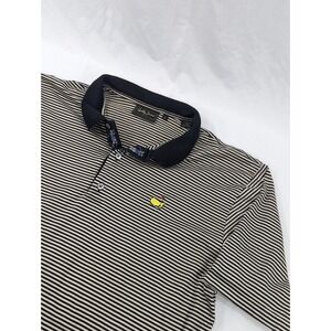 Masters Polo Shirt Mens Large Black Beige Bobby Jones Collection Stripe Golf